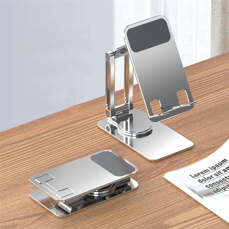 Luxurious Triple Folds Swivel Phone Stand - Silver