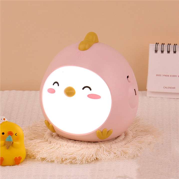 Touch-Sensitive Chicken LED Night Light - Pink Smile Face