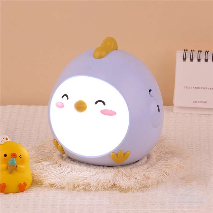 Touch-Sensitive Chicken LED Night Light - Blue Smile Face