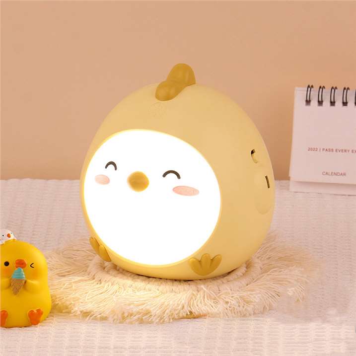 Touch-Sensitive Chicken LED Night Light - Yellow Smile Face
