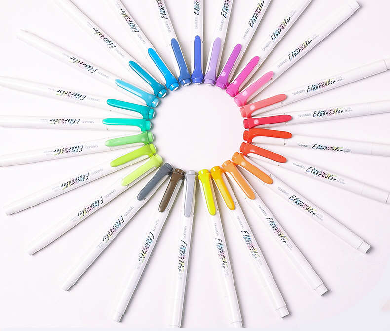 Rainbow Colors Slender Rod Dual Tip Highlighter - Rainbow Colors