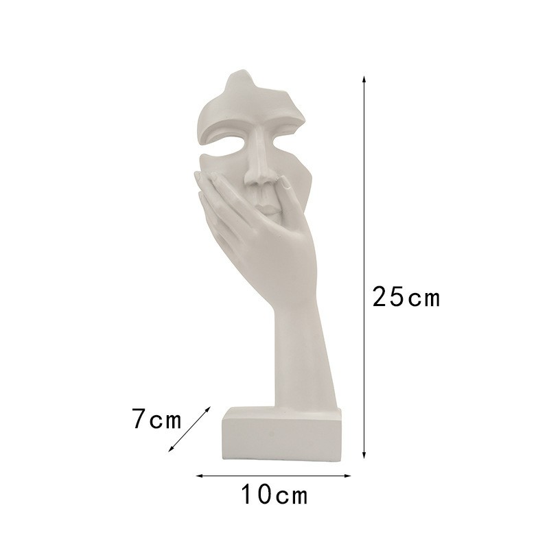 Modern Abstract Art Resin Mask Ornament - Hands on the Mouth - White