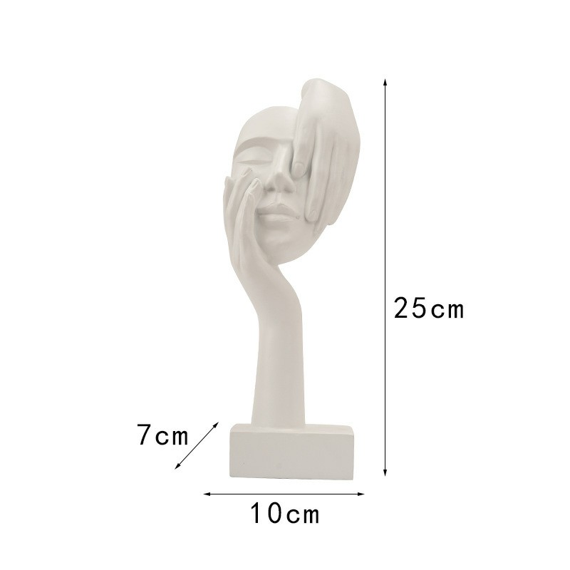 Modern Abstract Art Resin Mask Ornament - Two Hands - White