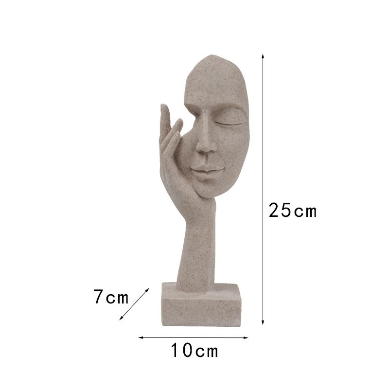 Modern Abstract Art Resin Mask Ornament - Hands on the Eye - Sandstone