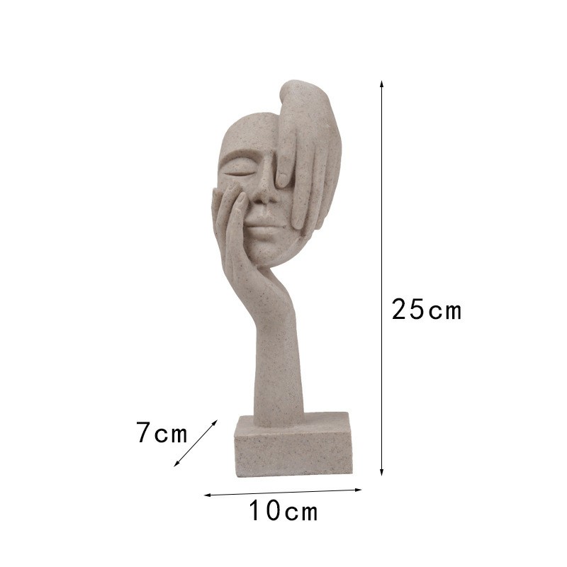 Modern Abstract Art Resin Mask Ornament - Two Hands - Sandstone
