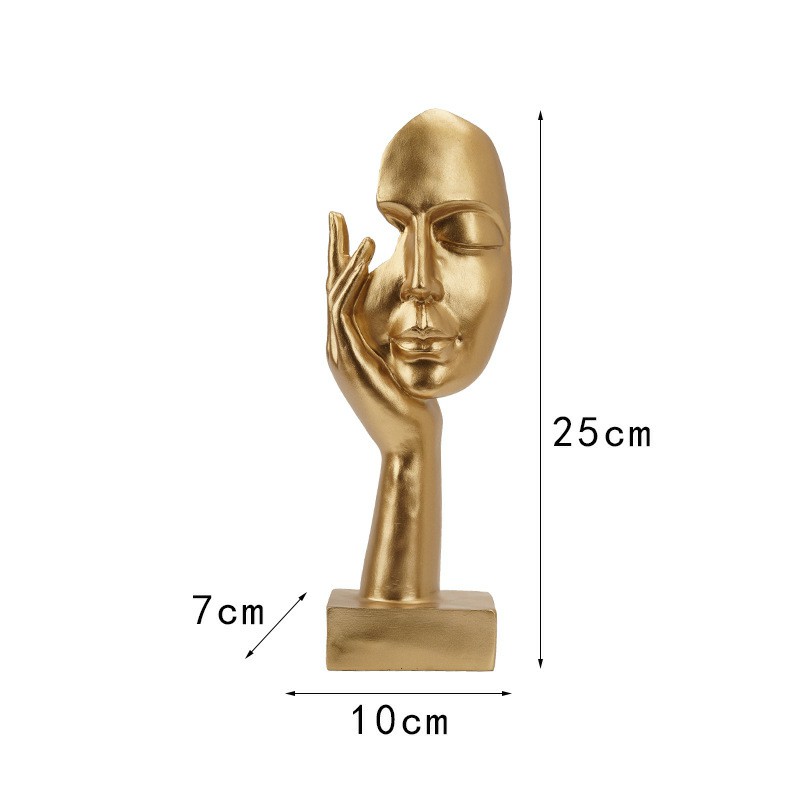 Modern Abstract Art Resin Mask Ornament - Hands on the Eye - Gold