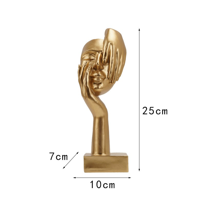 Modern Abstract Art Resin Mask Ornament - Two Hands - Gold