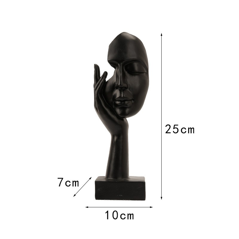 Modern Abstract Art Resin Mask Ornament - Hands on the Eye - Black