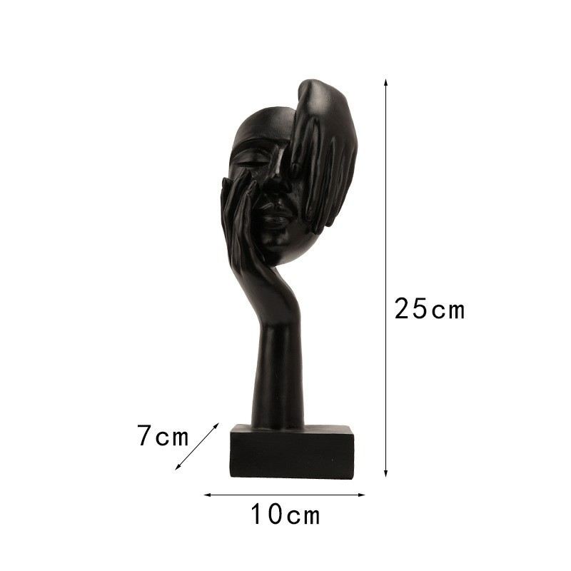 Modern Abstract Art Resin Mask Ornament - Two Hands - Black