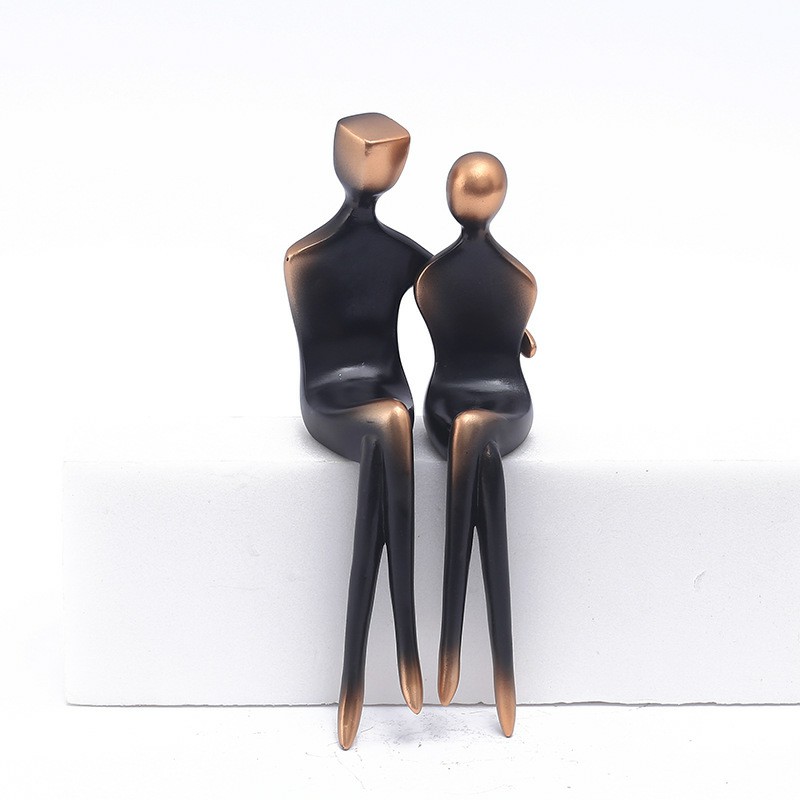 Sitting Couple Modern Art Resin Table Figurine - Snuggling