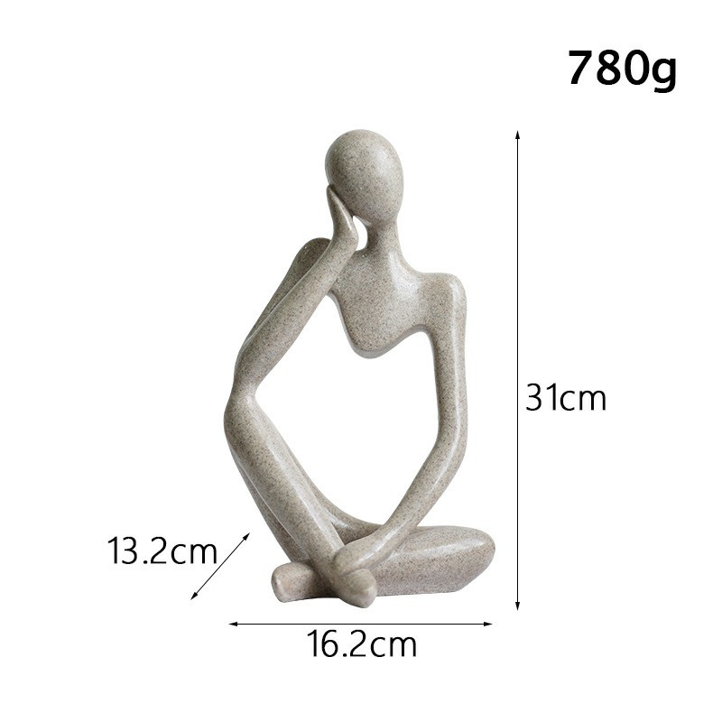 A Thinking Person Resin Statue - Left Hand (Sandstone)