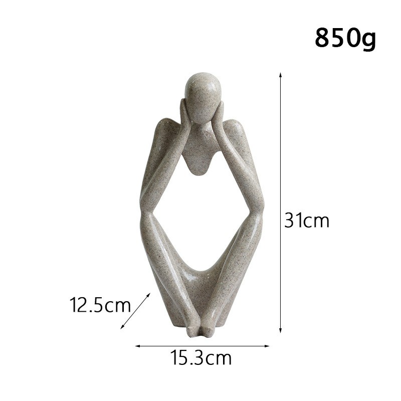 A Thinking Person Resin Statue - Two Hands (Sandstone)