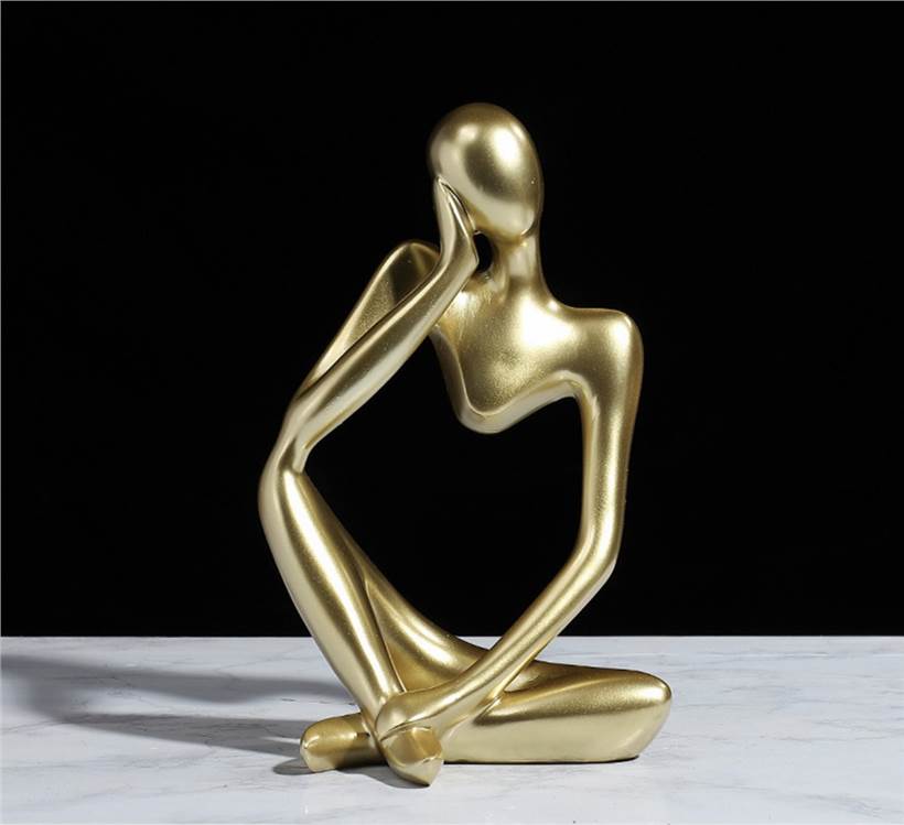A Thinking Person Resin Statue - Left Hand (Gold)