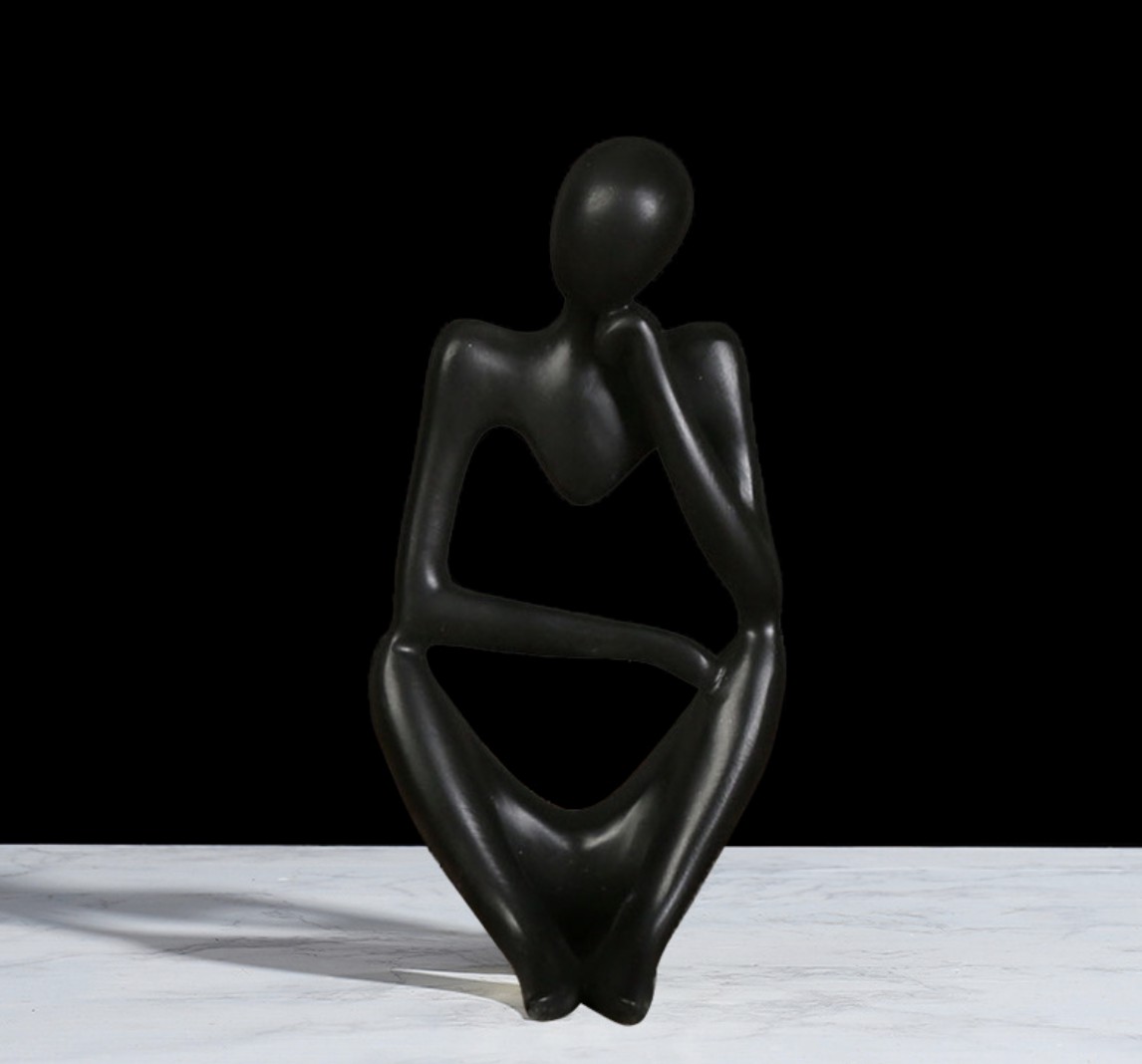 A Thinking Person Resin Statue - Right Hand (Black)