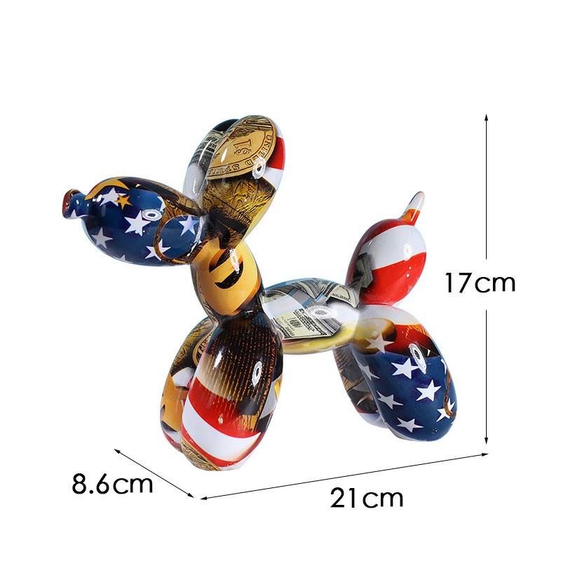 Dazzling Graffiti Balloon Dog Resin Ornament - Stars and Stripes