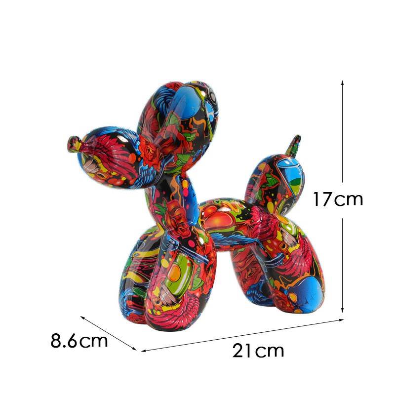 Dazzling Graffiti Balloon Dog Resin Ornament - Roses