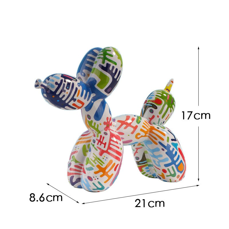 Dazzling Graffiti Balloon Dog Resin Ornament - Water Colors