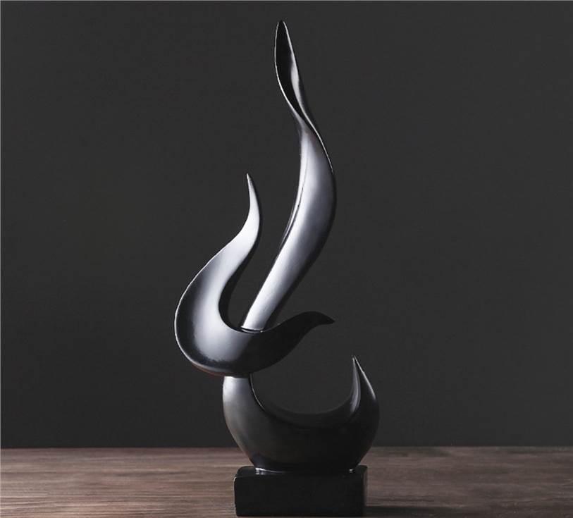 Burning Torch Resin Statue - Black