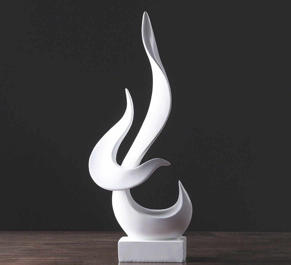 Burning Torch Resin Statue - White