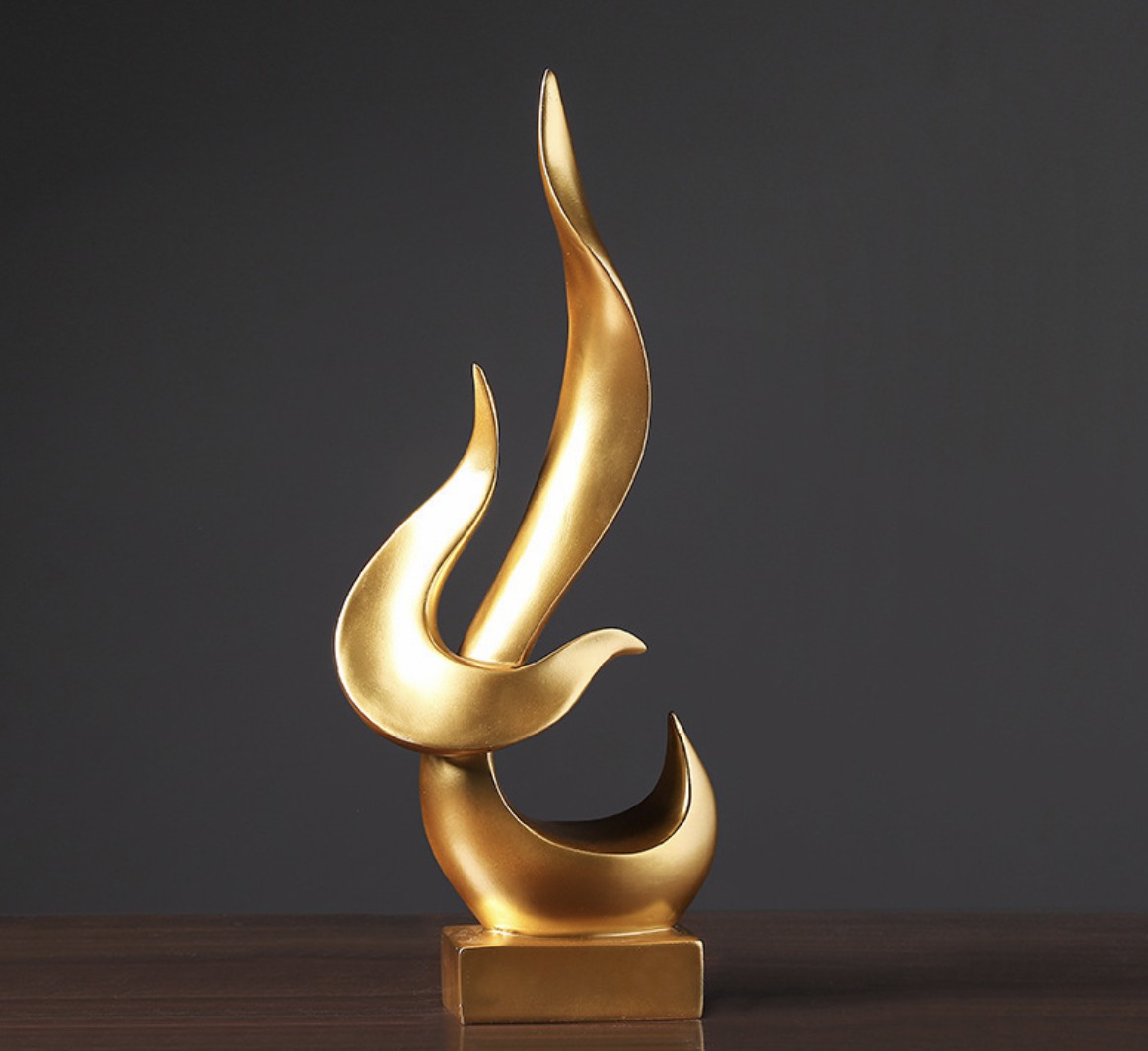 Burning Torch Resin Statue - Gold
