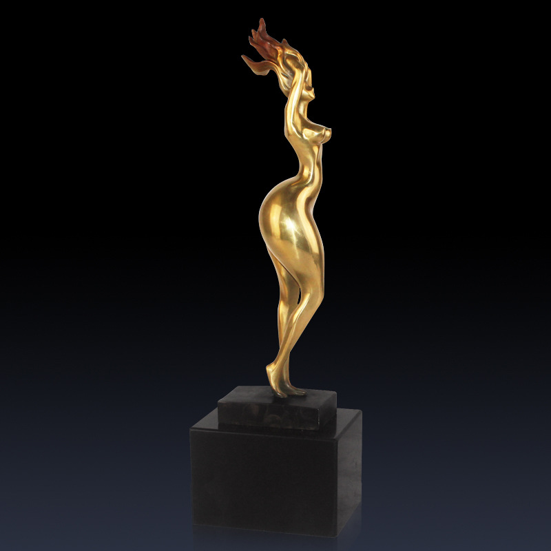 Modern Art Plump Lady Copper Statue - Side