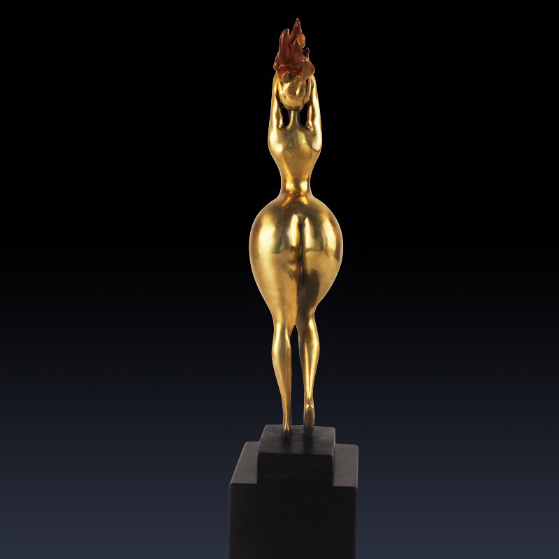 Modern Art Plump Lady Copper Statue - Back