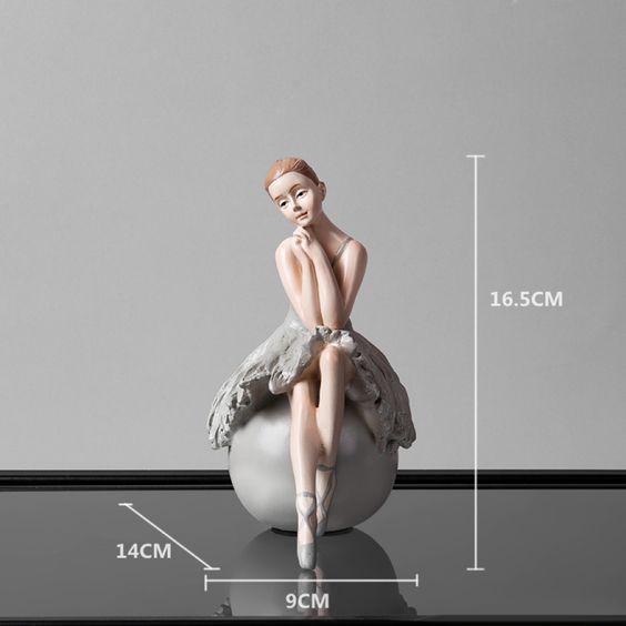 Dancing Ballet Girl Resin Ornament - Sitting Pose
