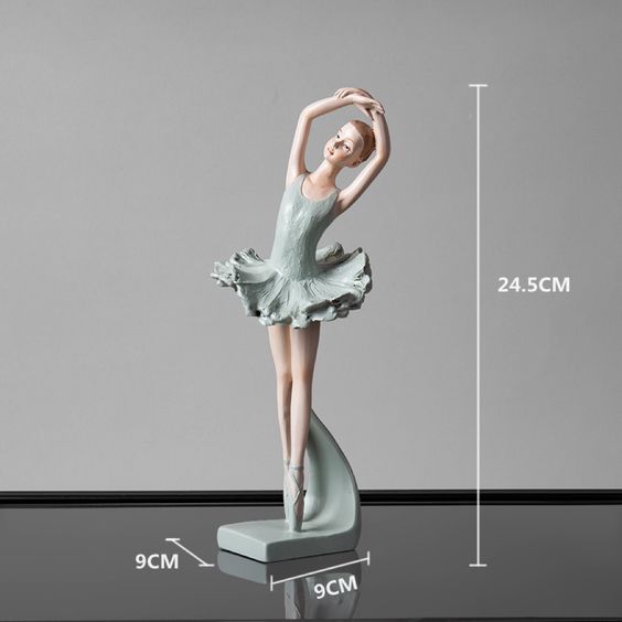 Dancing Ballet Girl Resin Ornament - Cross Hands (Blue)