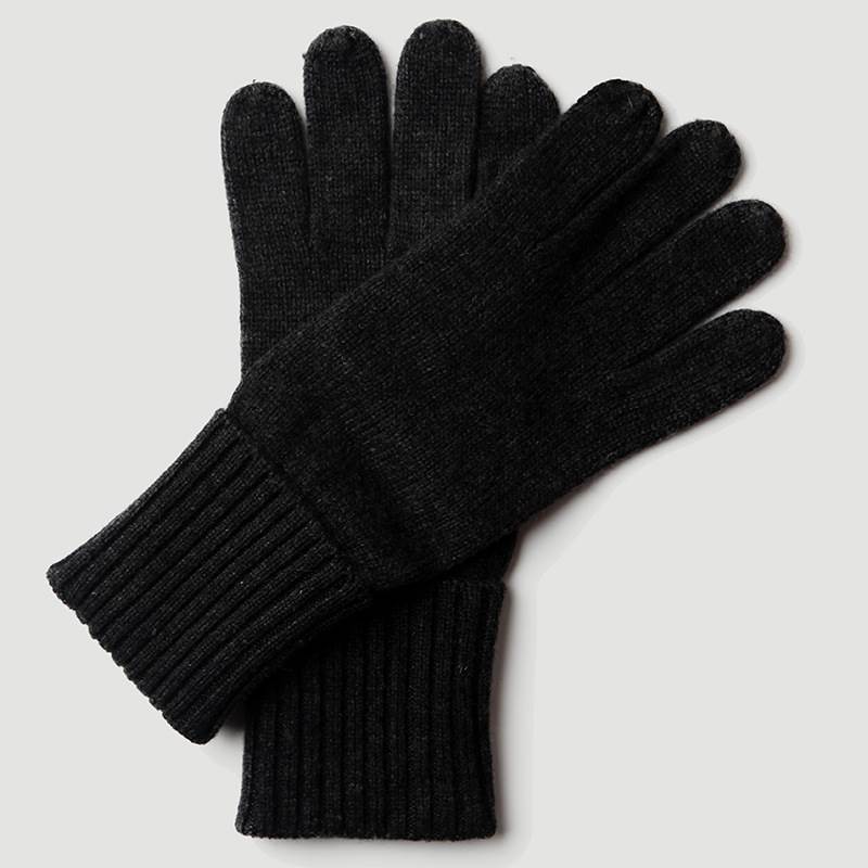 Geometric Texture Male Cashmere Gloves - Black