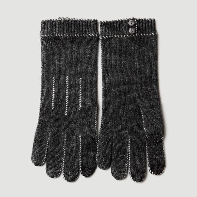 Button Touchscreen Cashmere Gloves of Women - Dark Gray