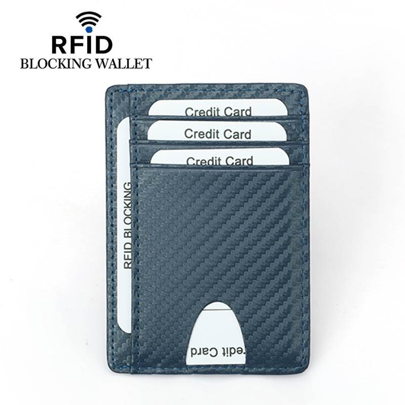 Carbon Fiber Texture RFID Multi-Card Slots Card Holder - Carbon Fiber Texture Vintage Blue