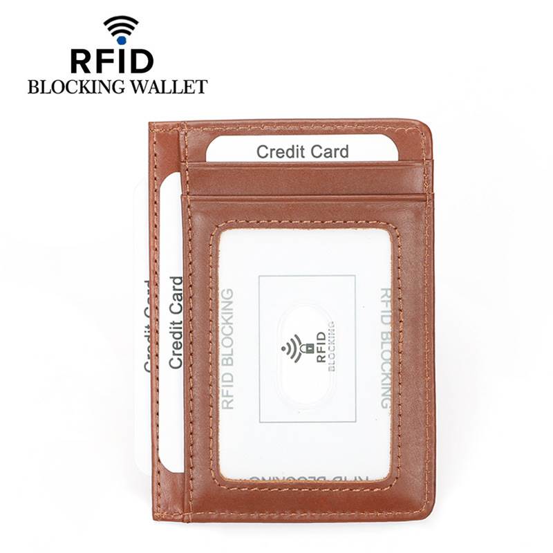 Vintage RFID Blocking Multi-Card Slots Card Case - Plain Leather Caramel