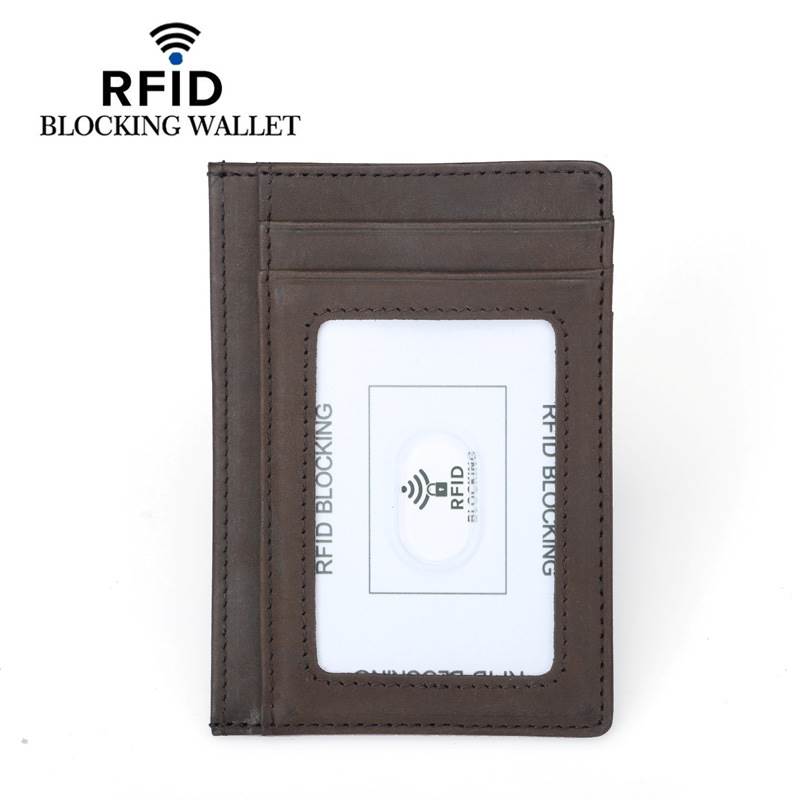 Vintage RFID Blocking Multi-Card Slots Card Case - Pull-Up Leather Brown