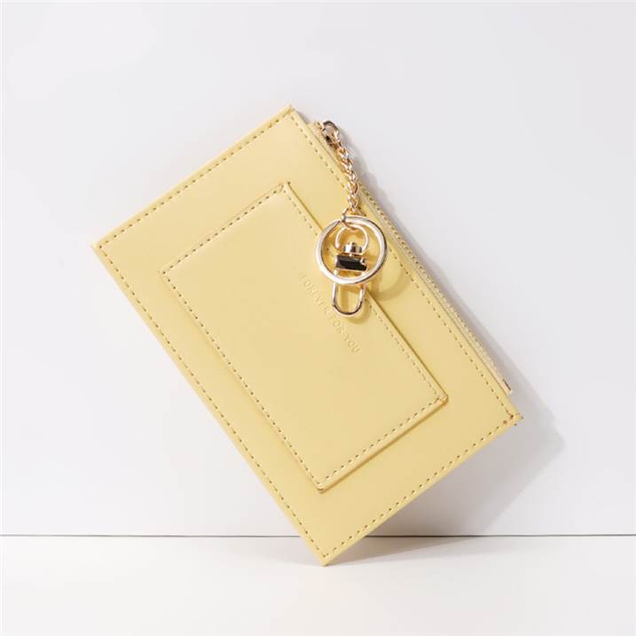 Fresh Solid Color Zipper Coin Purse - Light Yellow