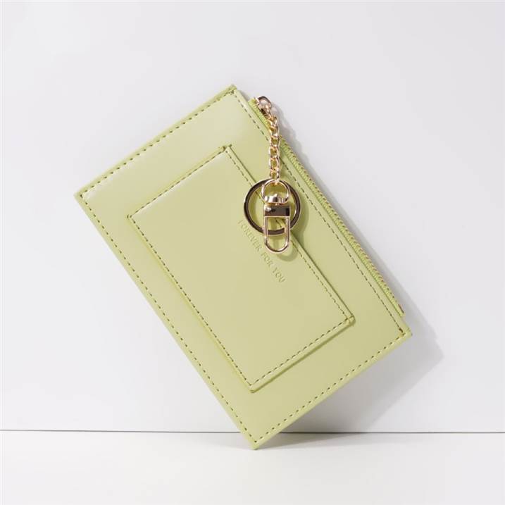 Fresh Solid Color Zipper Coin Purse - Light Green