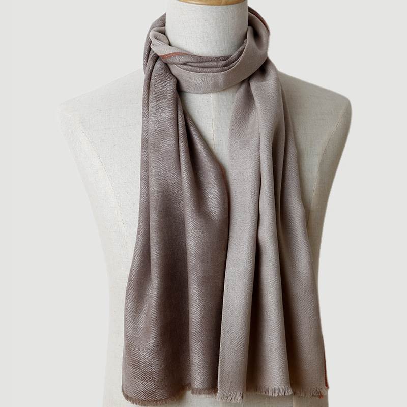 Checkerboard Pattern Male Business Cashmere Scarf - Light Brown