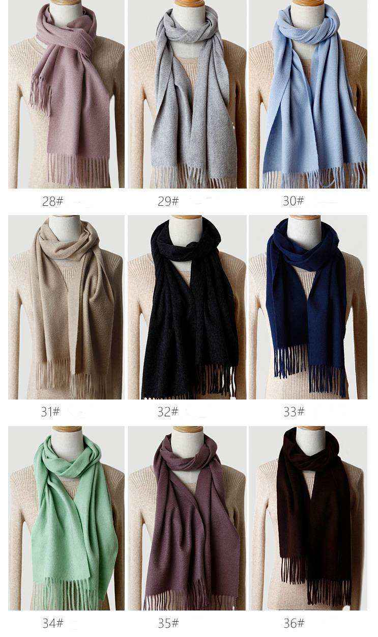 Pure Color Ripple Texture Cashmere Shawl - 28-36 Colors