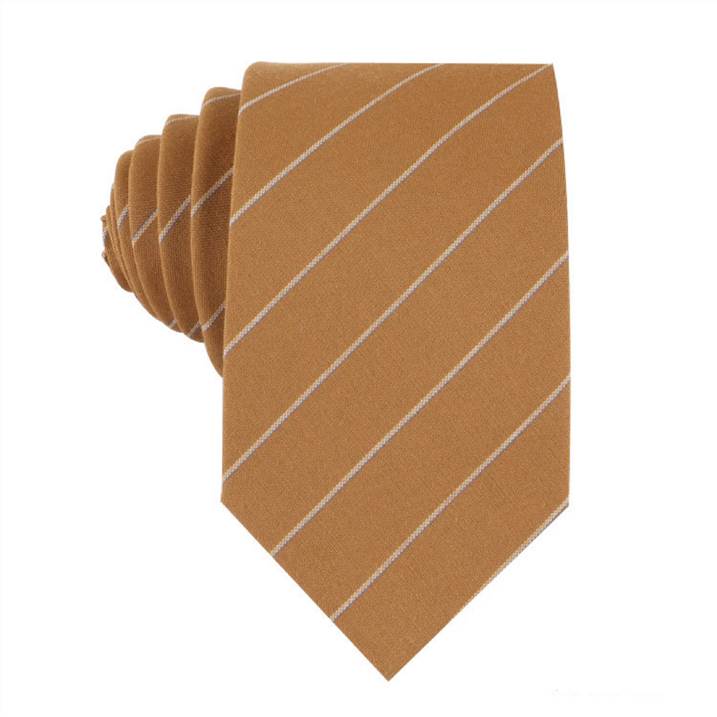 Leisure British Style Grid and Stripe Pattern Cotton Tie - Earthy Orange