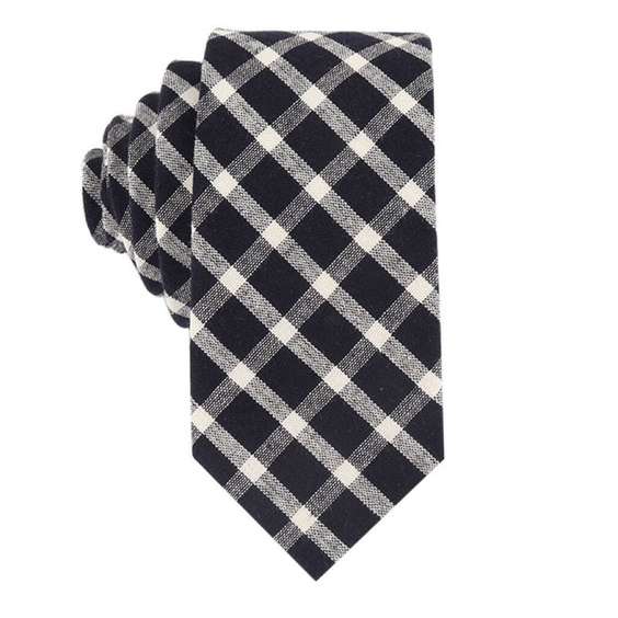 Preppy Style Bright Color Cotton Tie - White Grid