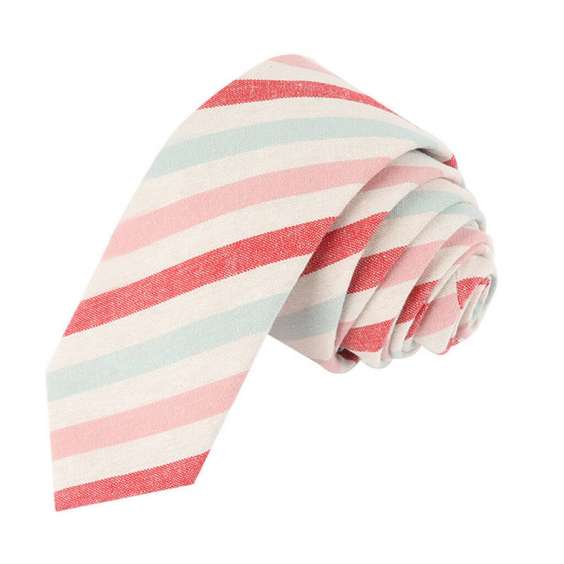 Preppy Style Bright Color Cotton Tie - Three Colors Stripe