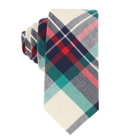 Preppy Style Bright Color Cotton Tie - Contrast Green and Red Stripe