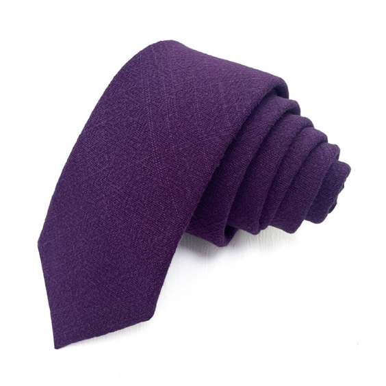 Rainbow Solid Color Cotton Necktie - Dark Purple