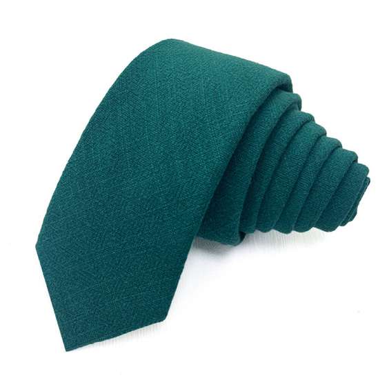 Rainbow Solid Color Cotton Necktie - Peacock Green