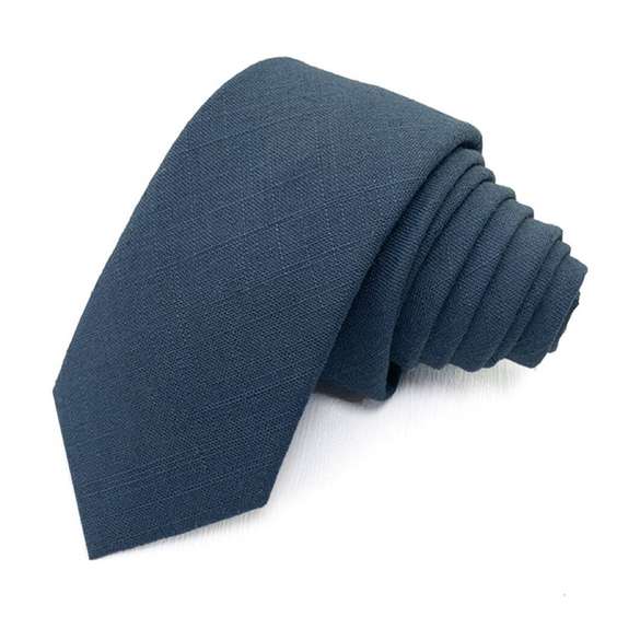 Rainbow Solid Color Cotton Necktie - Dusty Blue