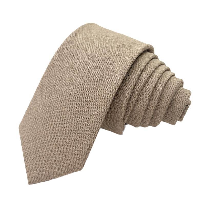 Rainbow Solid Color Cotton Necktie - Dark Beige