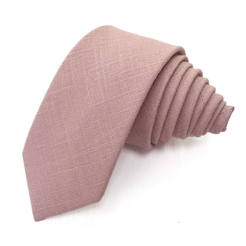 Rainbow Solid Color Cotton Necktie - Fresh Pink