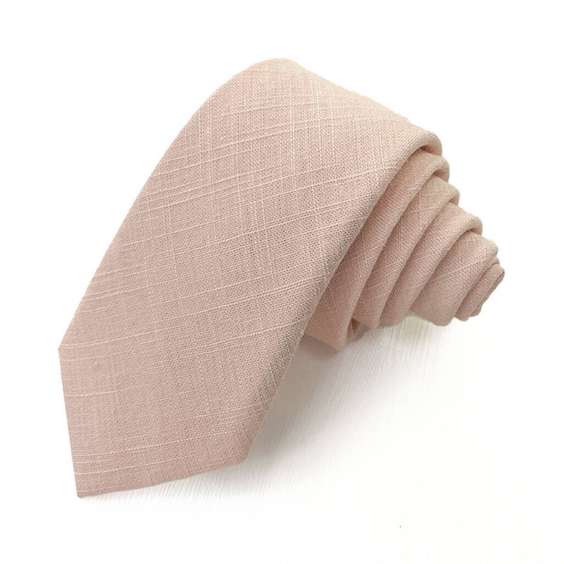 Rainbow Solid Color Cotton Necktie - Light Beige