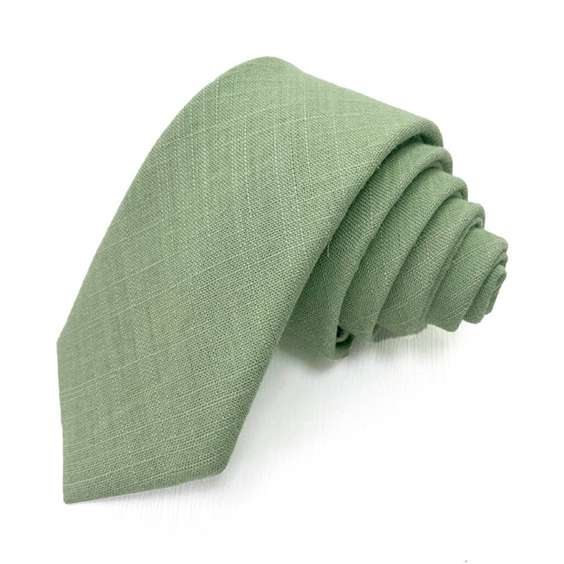 Rainbow Solid Color Cotton Necktie - Grass Green