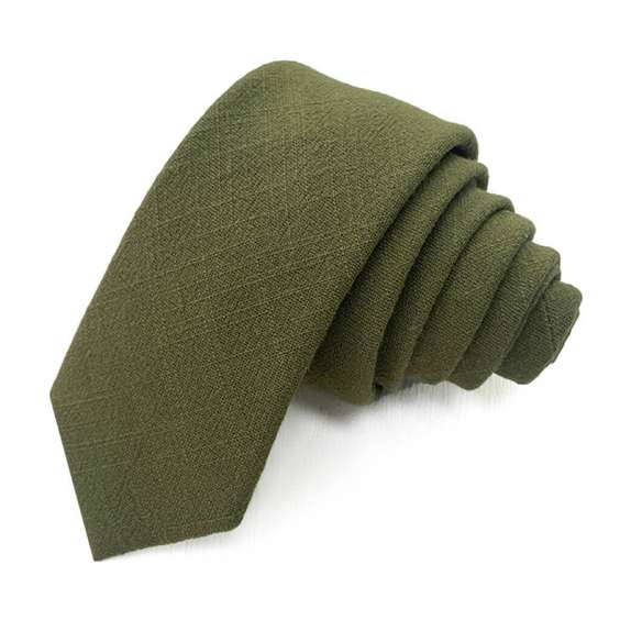 Rainbow Solid Color Cotton Necktie - Oliver Green