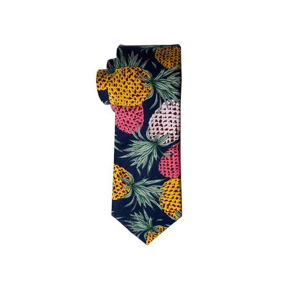Colorful Hawaiian Style Digital Printing Cotton Tie - Pineapples